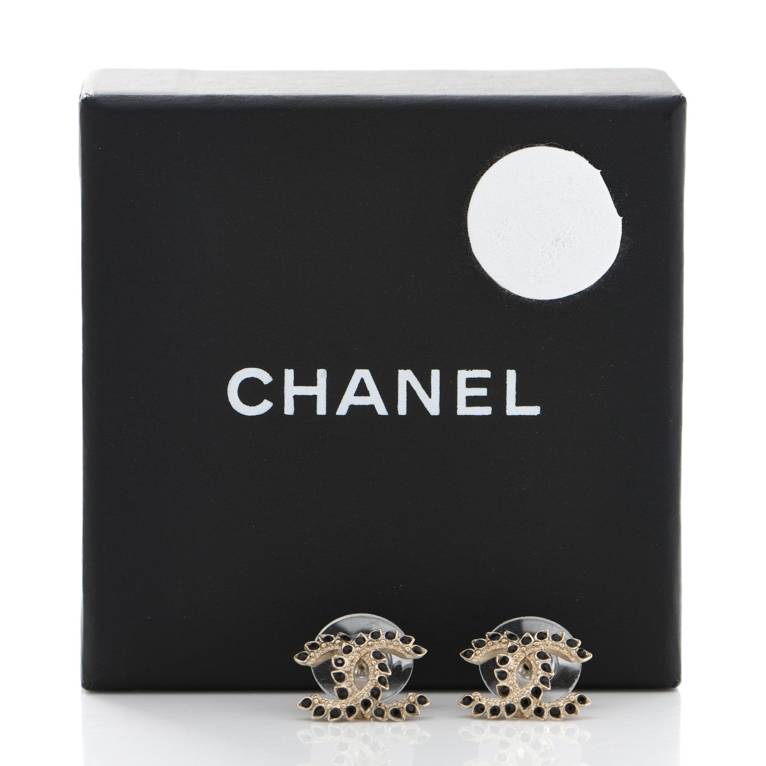 Chanel Strass Crystal Dazzling Wheat CC Earrings Black Gold 6 of 6