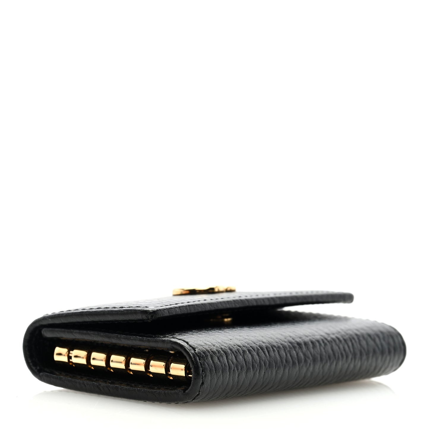 Pebbled Calfskin GG Marmont 6 Key Holder Black