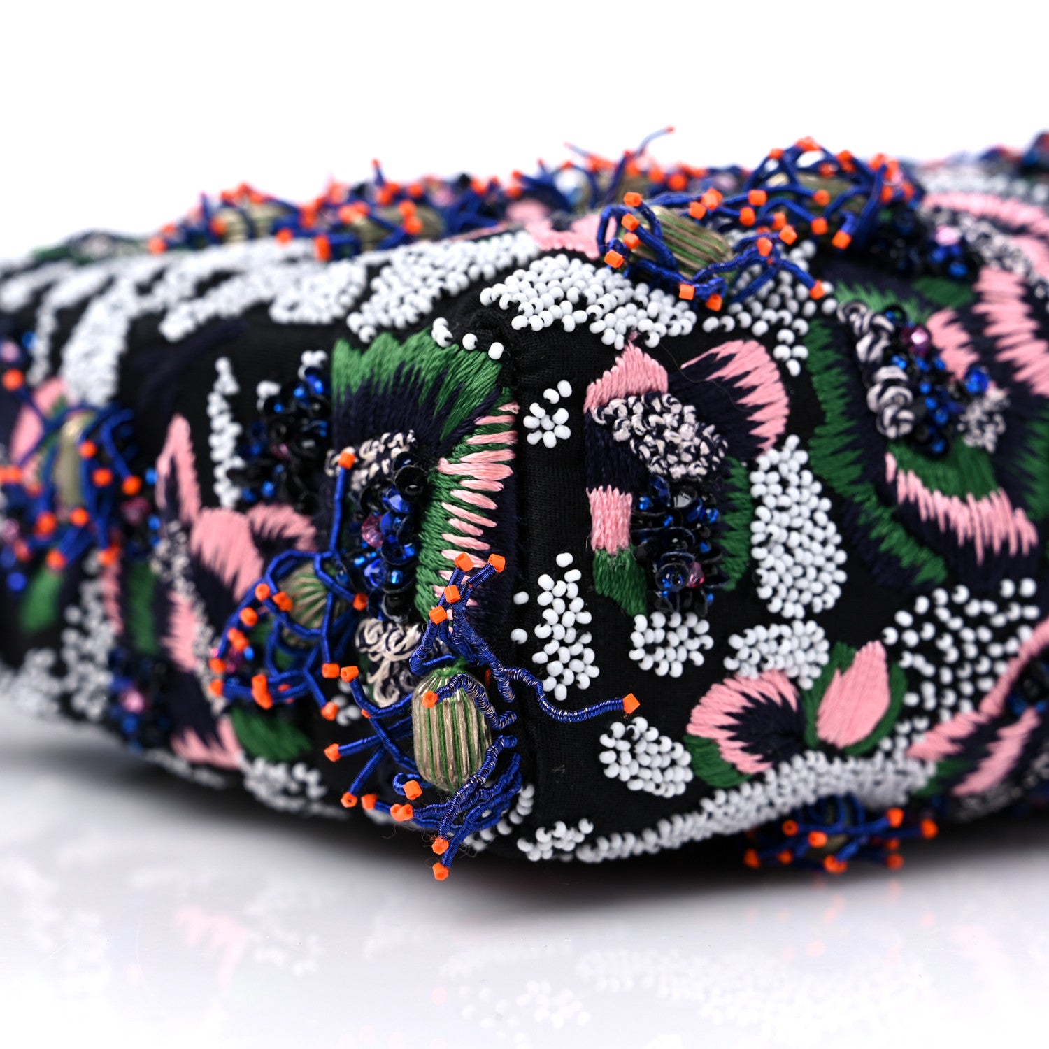 Christian Dior Ribbon Embroidered Beaded Floral Lady D-Joy Blue Multicolor 7 of 8