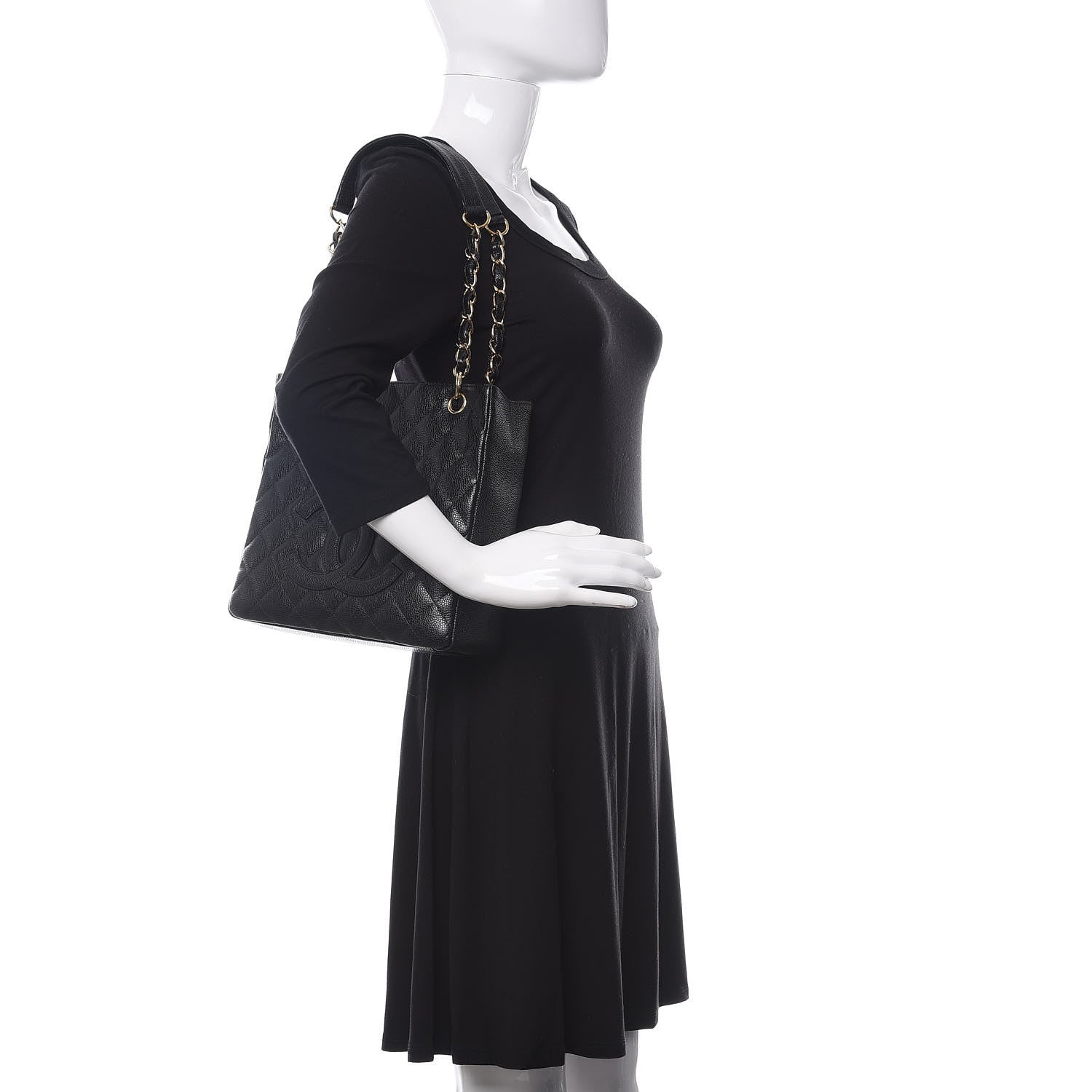 Chanel Caviar Quilted Petit Shopping Tote PST Black 2 of 10