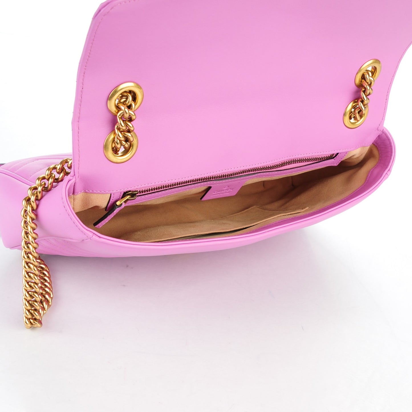 Calfskin Matelasse Medium GG Marmont Shoulder Bag Candy Mousse