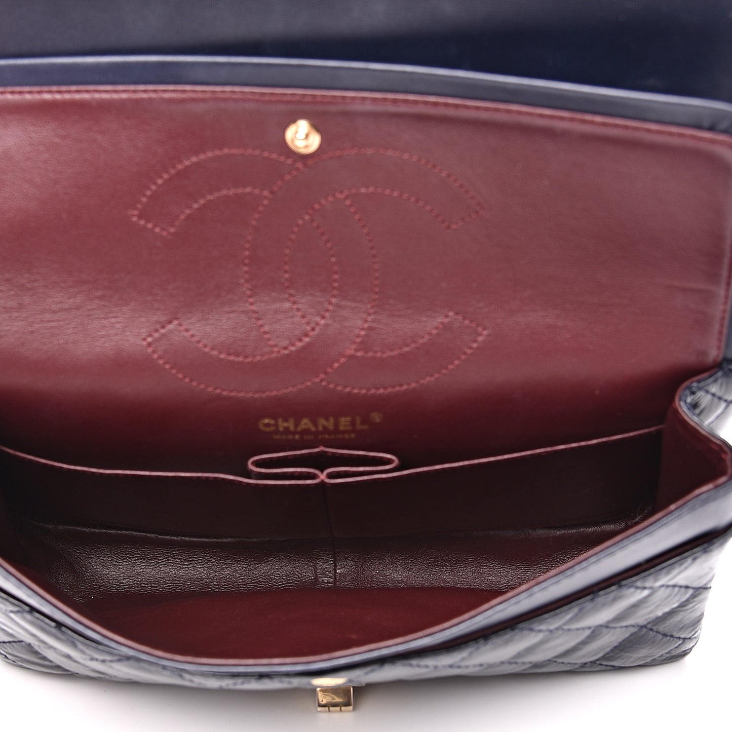 Distressed Patent Quilted 2.55 Reissue 226 Flap Navy
