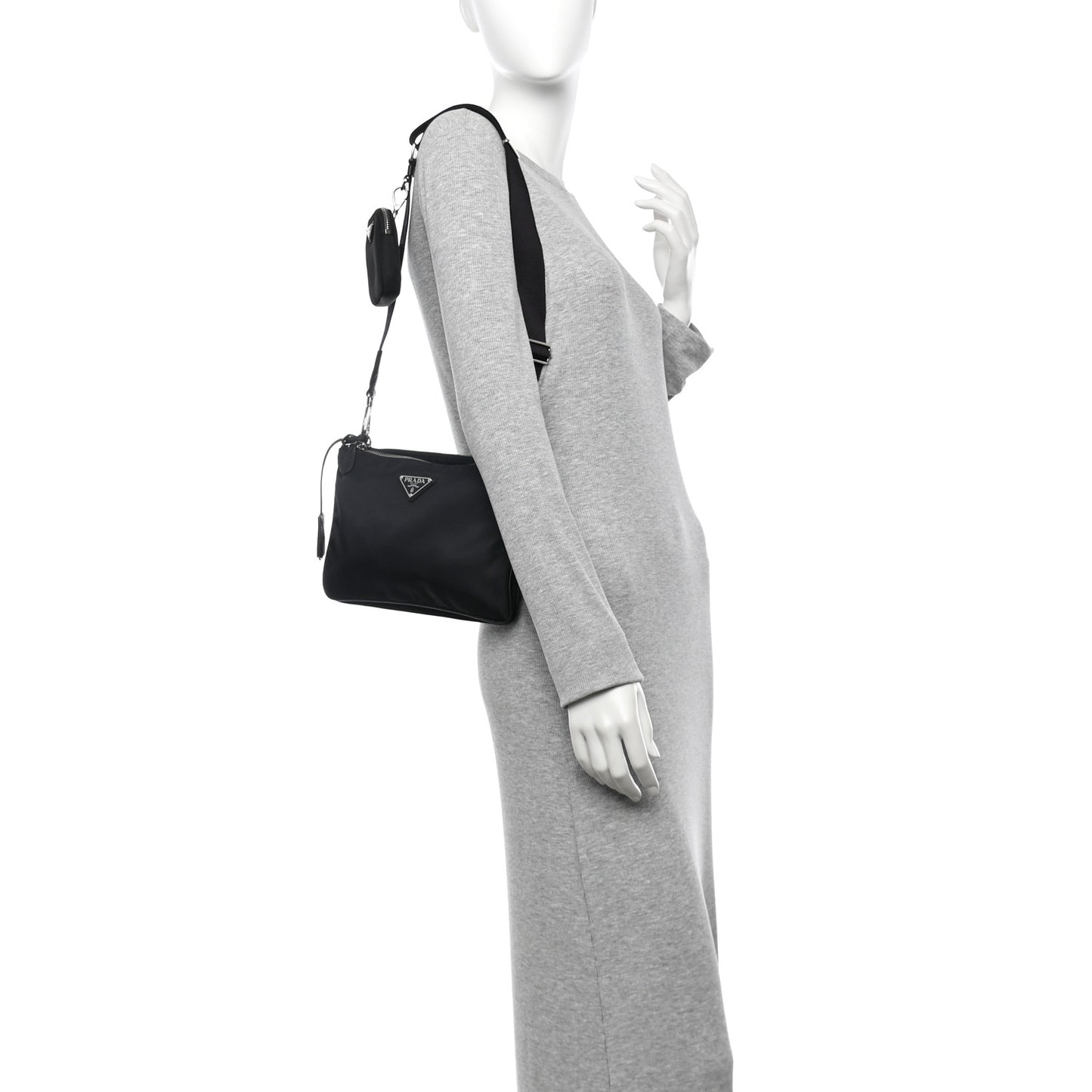 Re-Nylon Saffiano Re-Edition 2000 Double Zip Crossbody Bag Black