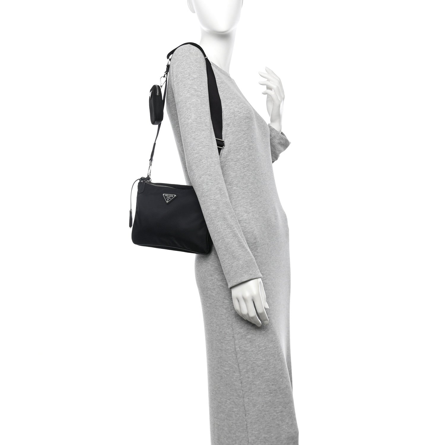 Prada Re-Nylon Saffiano Re-Edition 2000 Double Zip Crossbody Bag Black 2 of 11