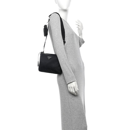 Prada Re-Nylon Saffiano Re-Edition 2000 Double Zip Crossbody Bag Black 2 of 11