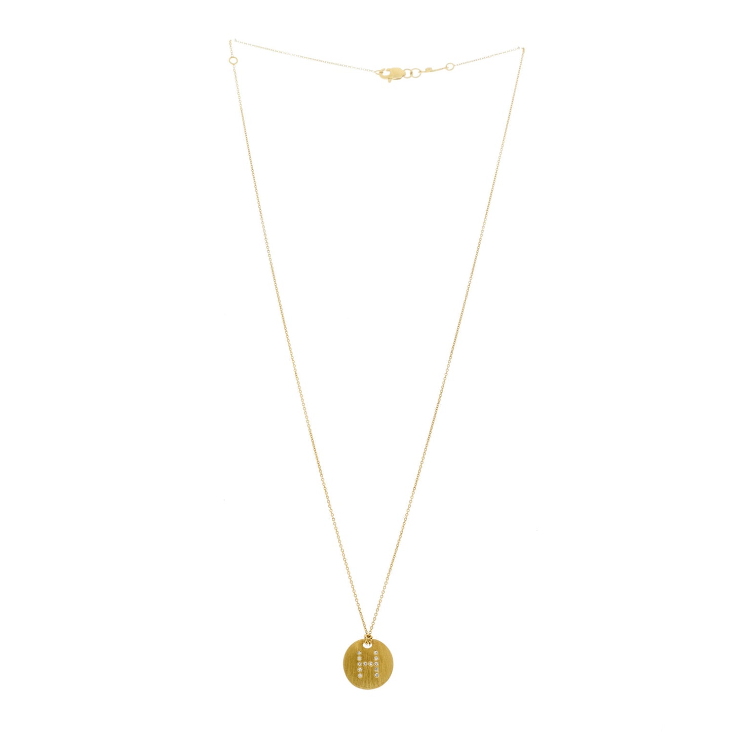 18K Yellow Gold Diamond Tiny Treasures Initial H Pendant Necklace