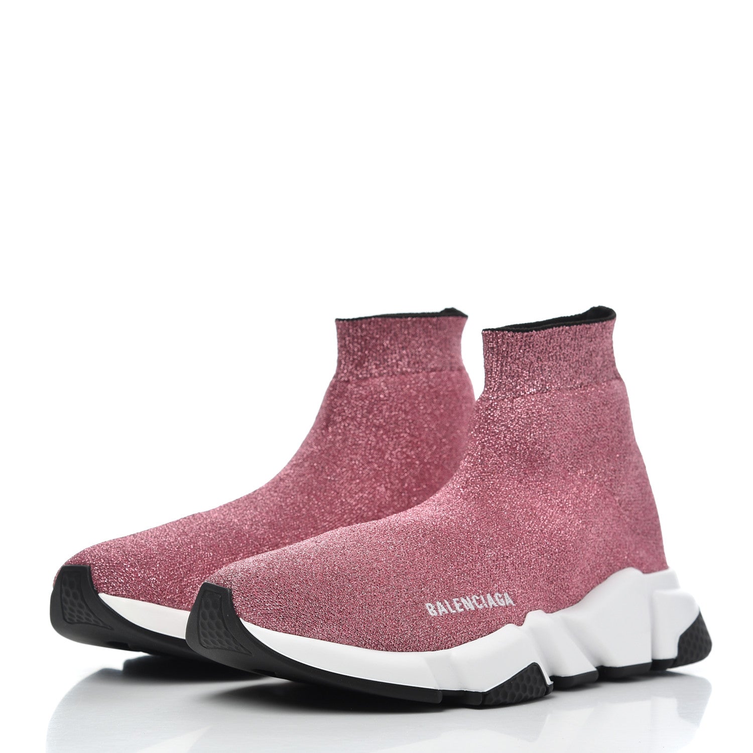 Balenciaga Laminated Knit Bi-Color Sole Womens Speed Sneakers 40 Pink White Black 3 of 9