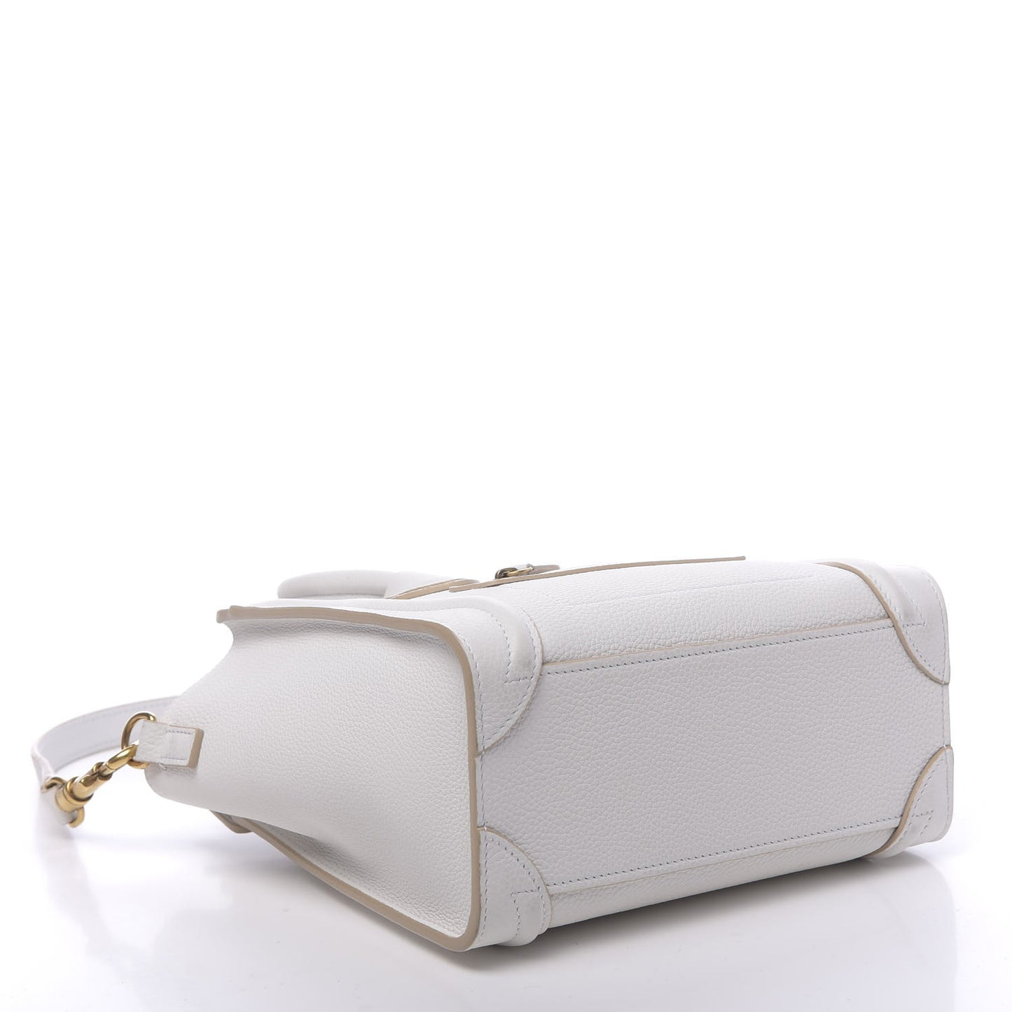 Drummed Calfskin Nano Luggage Optic White