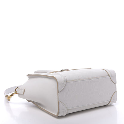 Celine Drummed Calfskin Nano Luggage Optic White 4 of 10