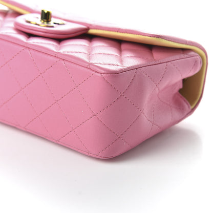 Chanel Lambskin Quilted Mini Rectangular Flap Pink Yellow 7 of 10