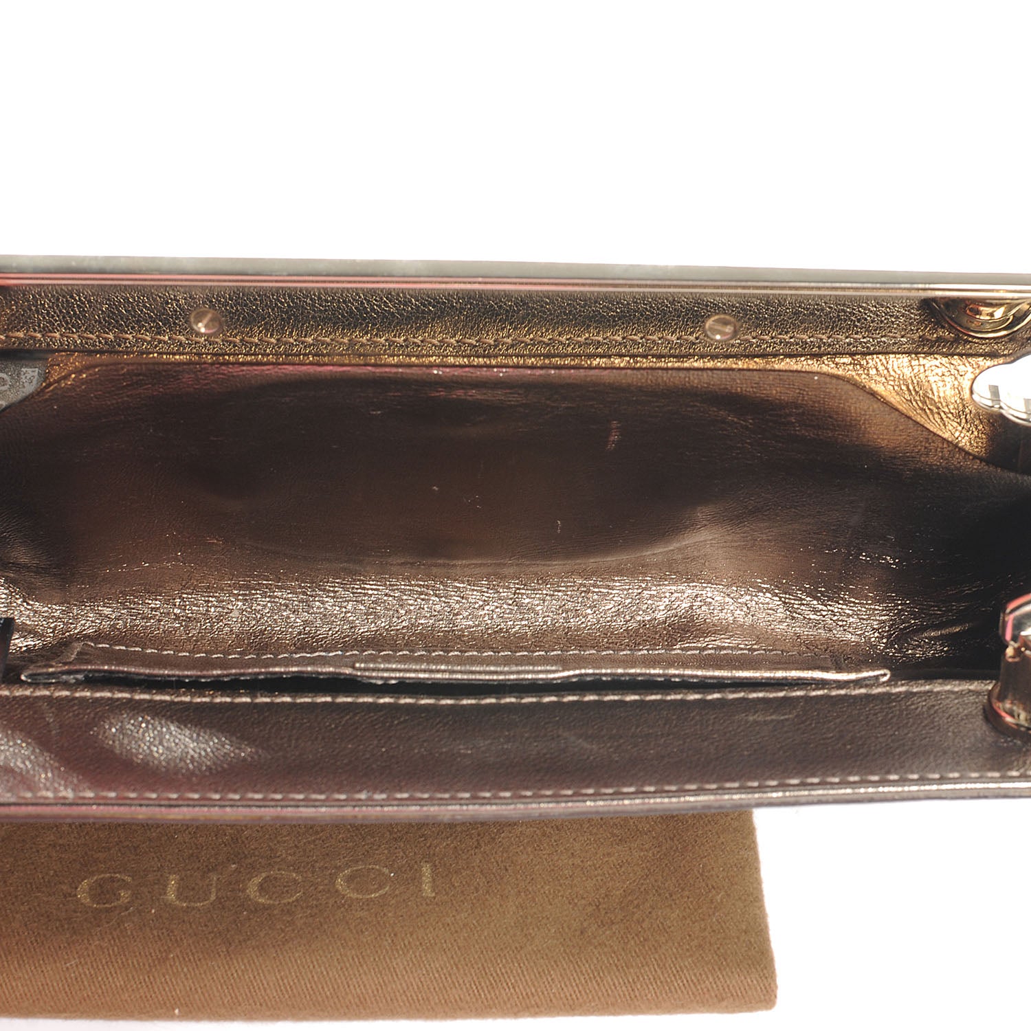Gucci Metallic Calfskin Britt Clutch Pewter 5 of 8
