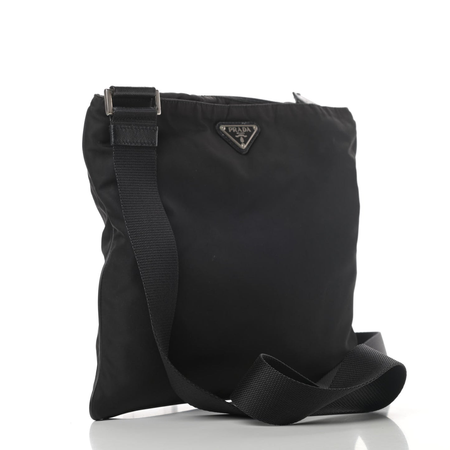 Nylon Saffiano Flat Messenger Bag Black