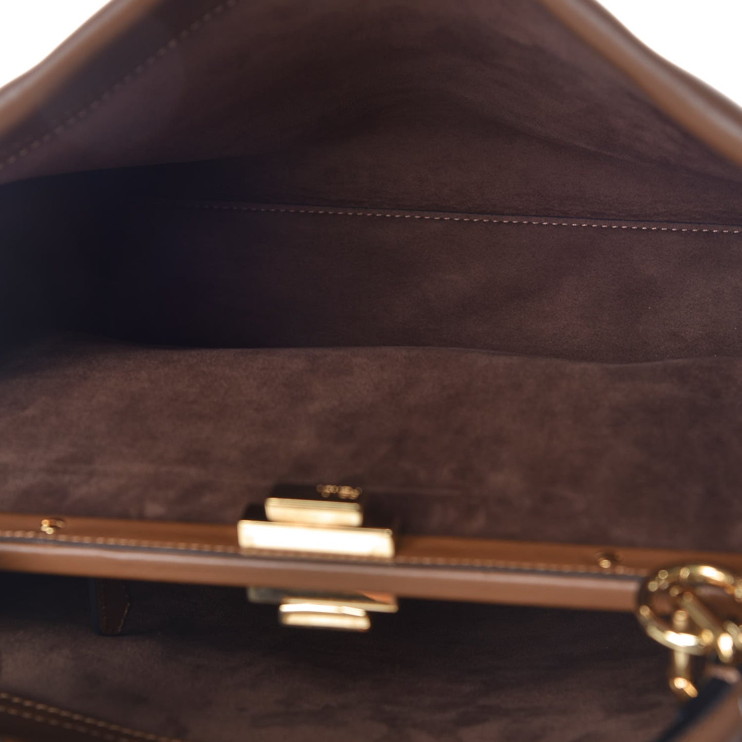 Calfskin Lace Up Large Peekaboo Iconic Satchel Cognac