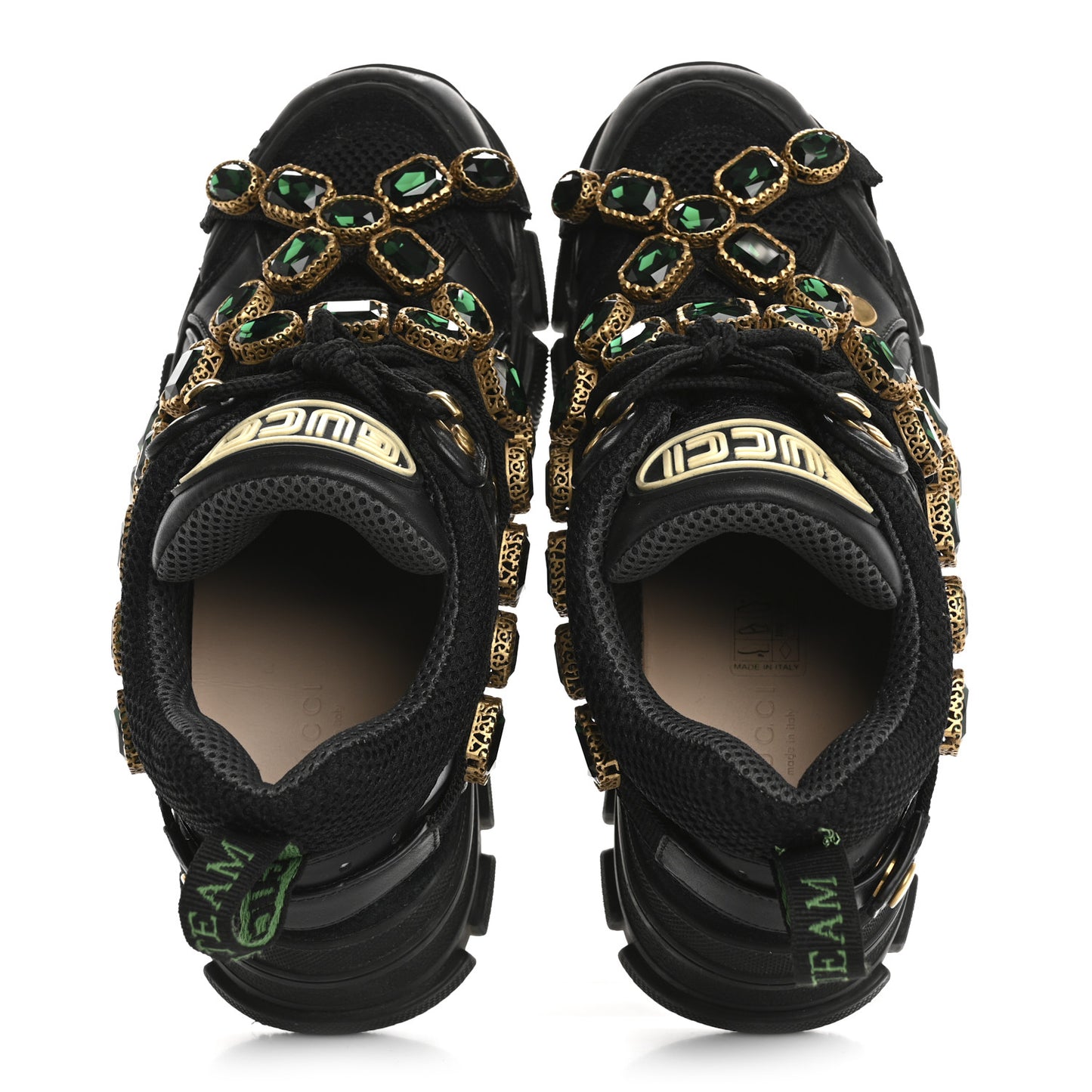 X SEGA Mesh Suede Calfskin Removable Crystals Womens Flashtrek Sneakers 37 Black Silver