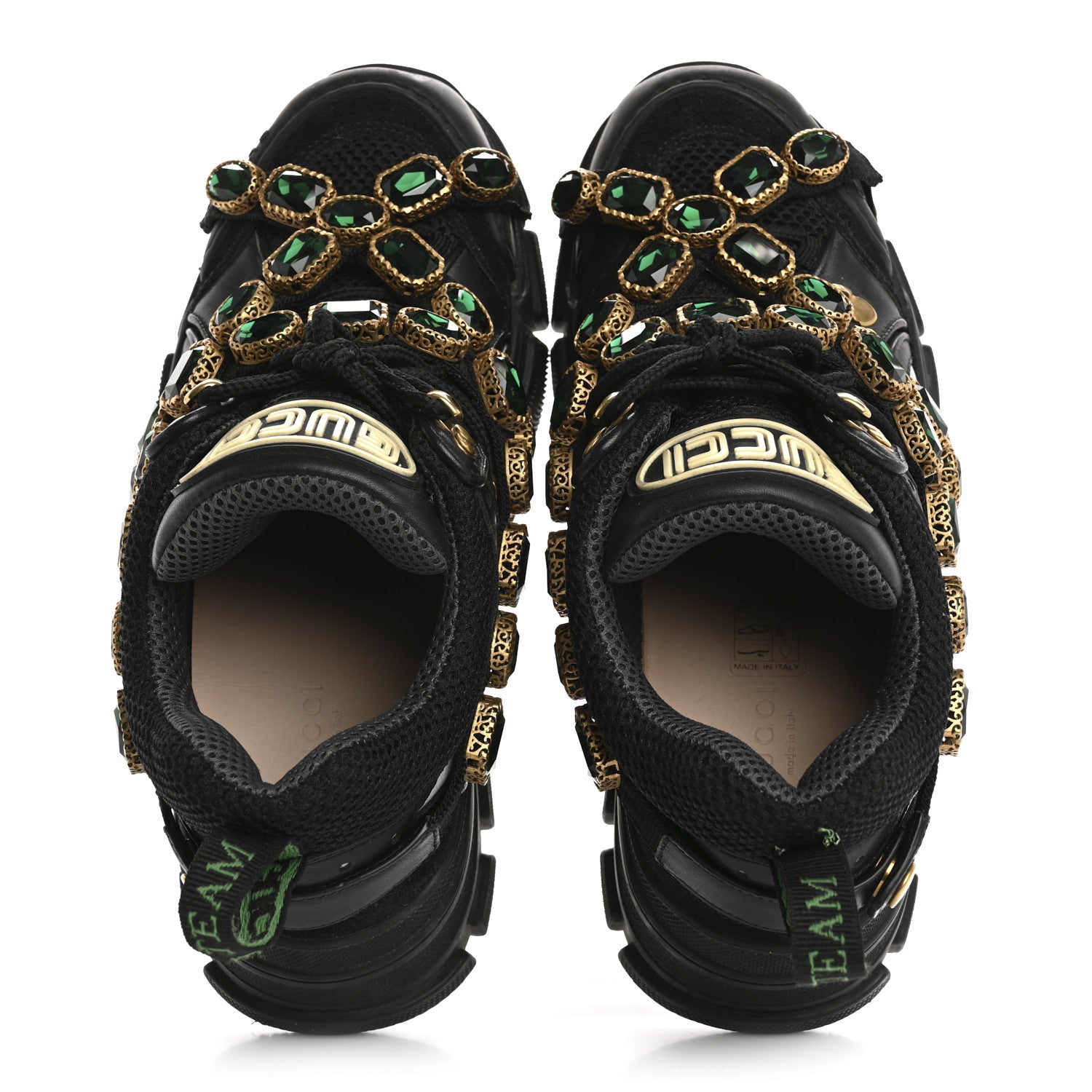 Gucci X SEGA Mesh Suede Calfskin Removable Crystals Womens Flashtrek Sneakers 37 Black Silver 2 of 9