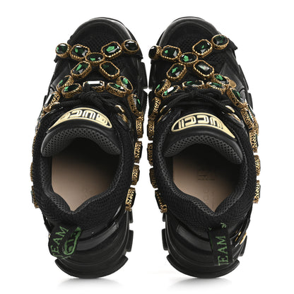 Gucci X SEGA Mesh Suede Calfskin Removable Crystals Womens Flashtrek Sneakers 37 Black Silver 2 of 9