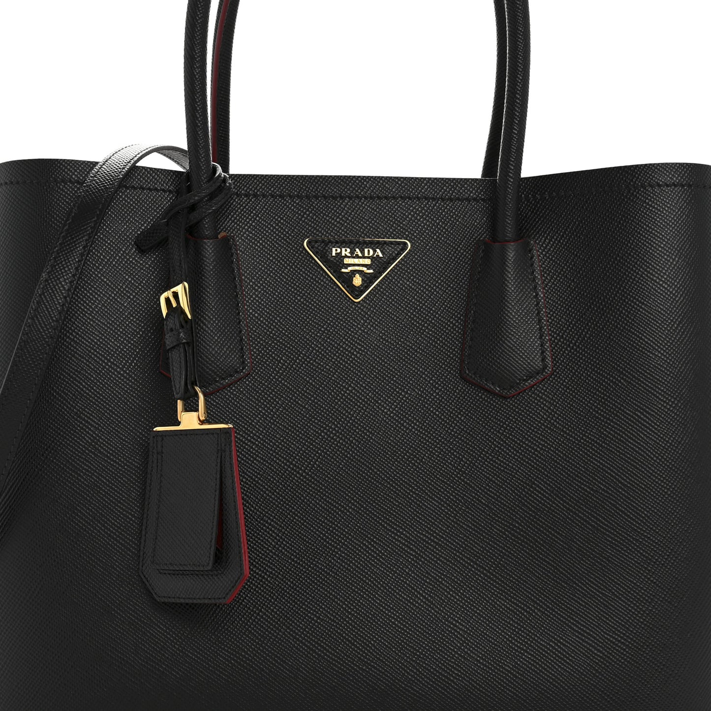 Saffiano Cuir Large Double Bag Black Fuoco