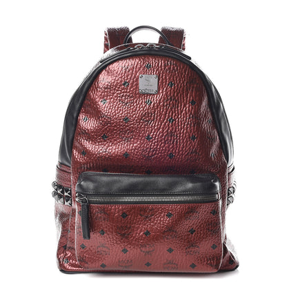 MCM Metallic Visetos Medium Side Stud Stark Backpack Scooter Red Black 1 of 11