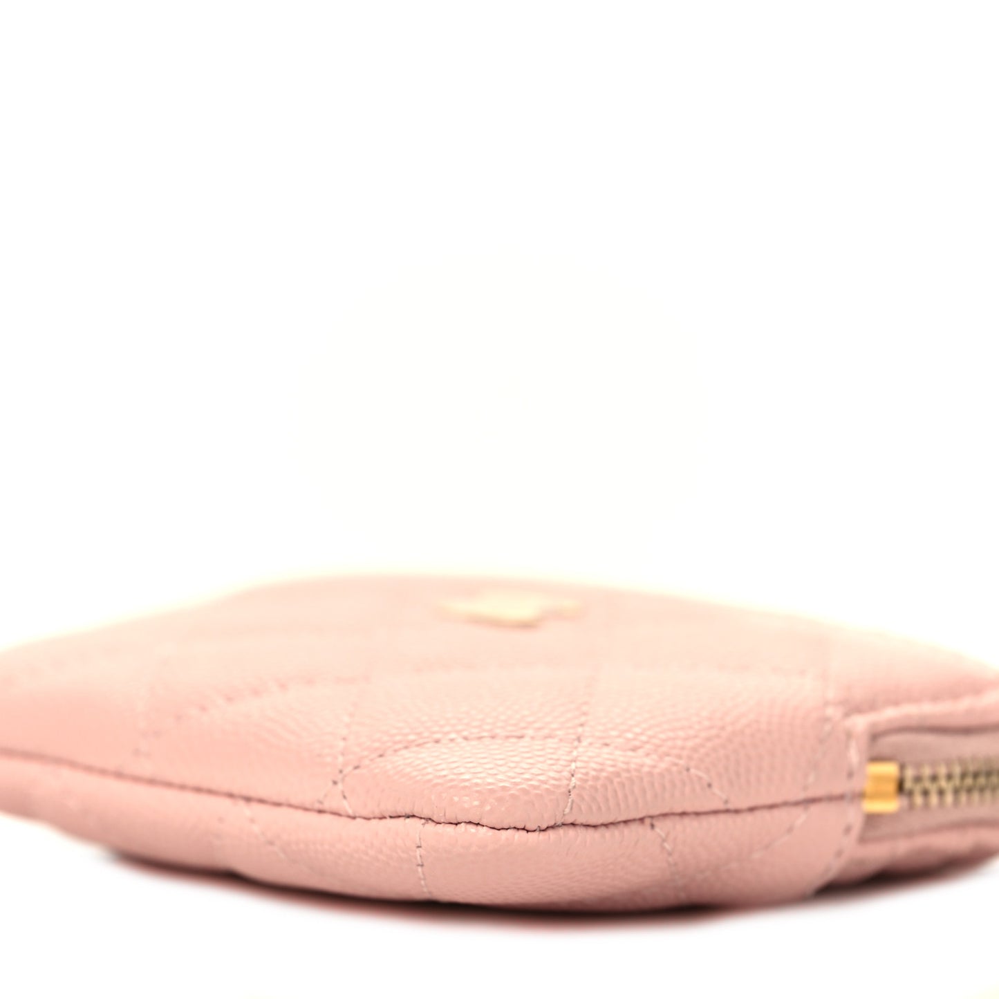 Caviar Quilted Zip Card Holder Wallet Light Pink