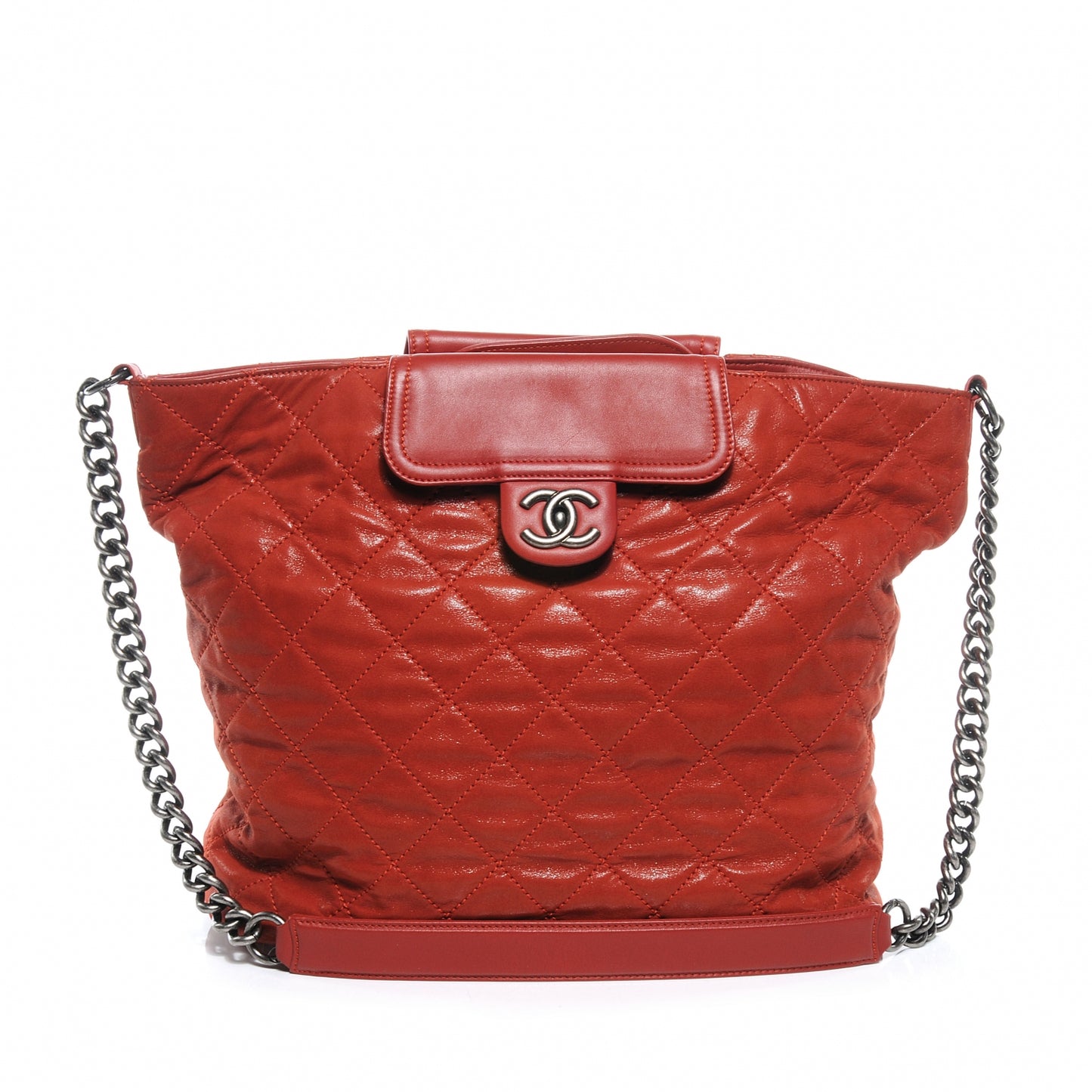 Iridescent Calfskin Large In The Mix Tote Red