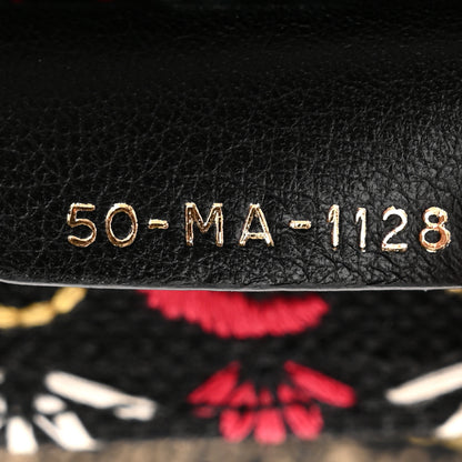 Christian Dior Canvas Embroidered Large Flowers Heart Book Tote Black Multicolor 7 of 10
