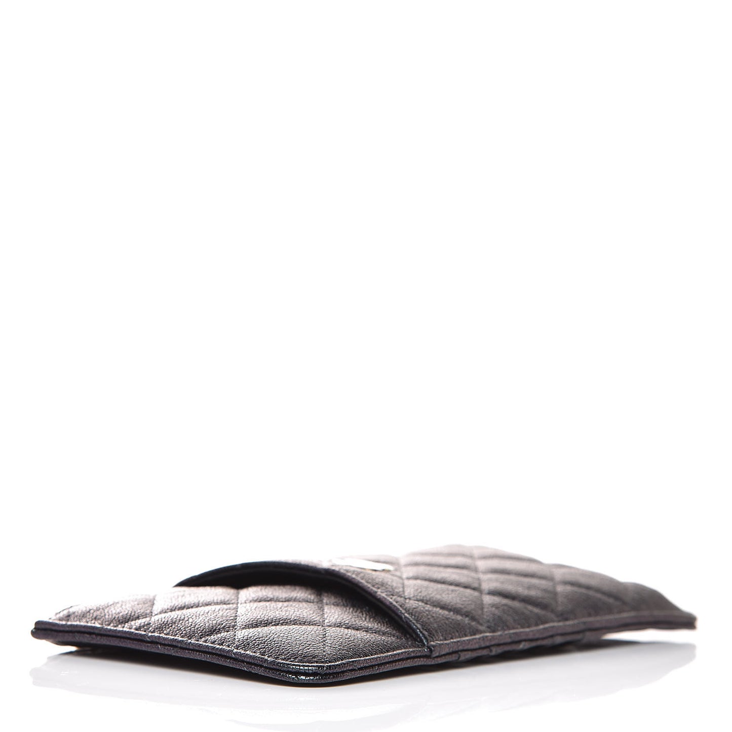 Iridescent Caviar Quilted Classic iPhone Pouch Black
