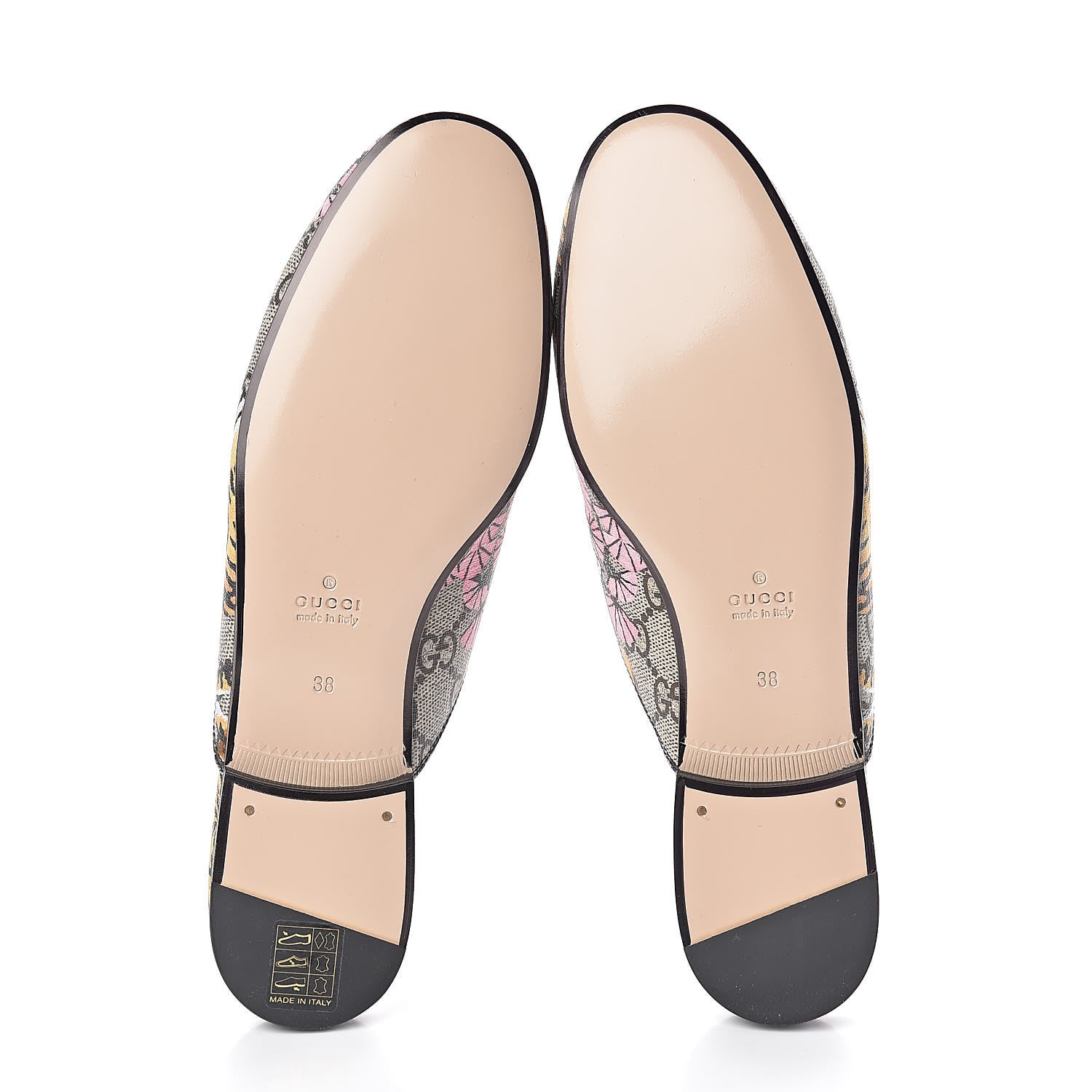 Gucci GG Supreme Monogram Bengal Womens Princetown Slippers 38 Beige Crop Pink 6 of 10