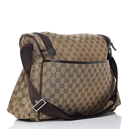Gucci Monogram Natural Pigskin Large Diaper Bag Beige Ebony Cocoa Dark Chocolate 3 of 13