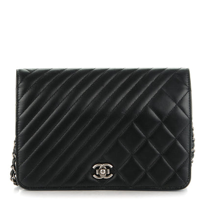 Chanel Lambskin Quilted Coco Boy Wallet On Chain WOC Black 1 of 8