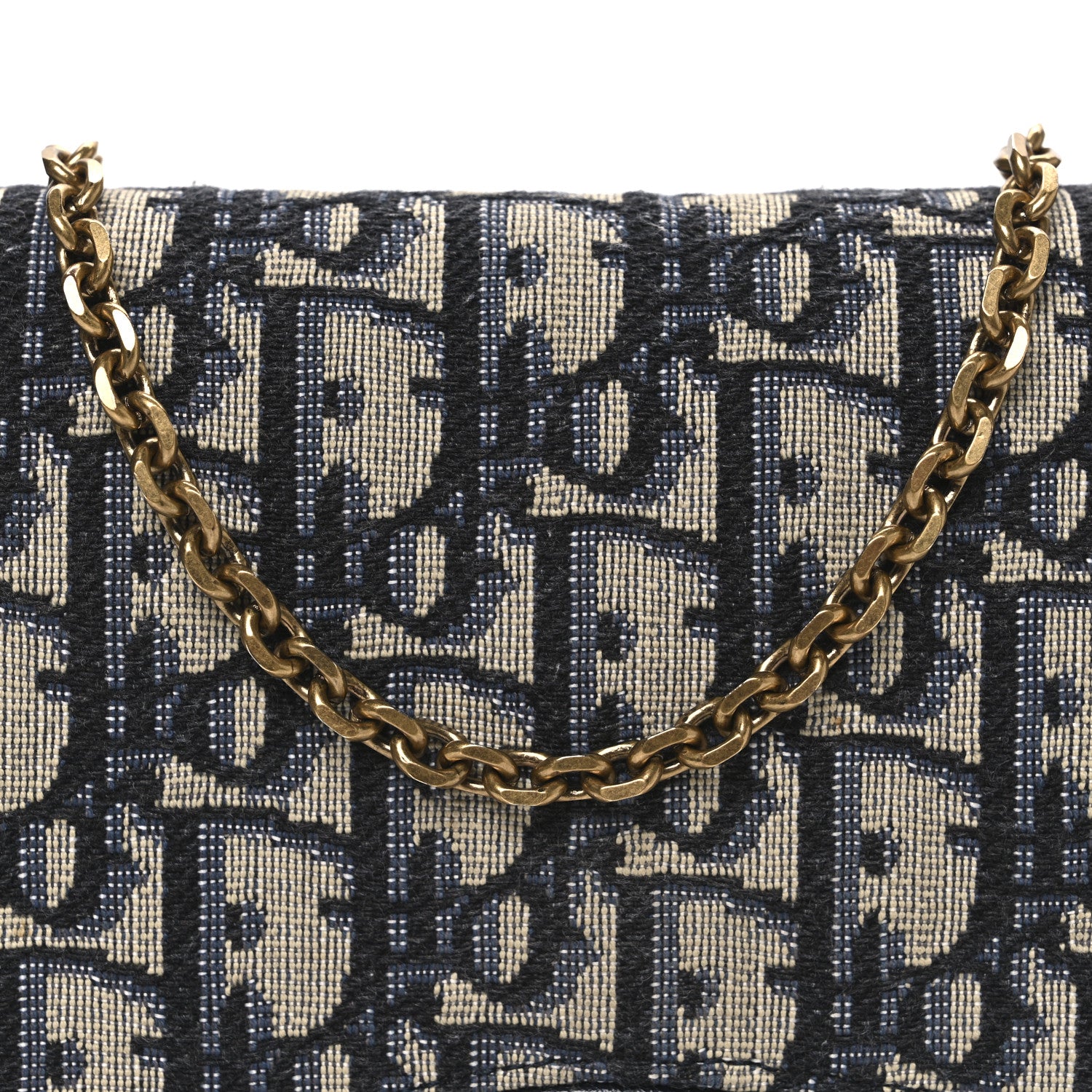 Christian Dior Oblique Saddle Chain Pouch Blue 7 of 9
