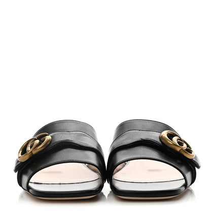 Gucci Malaga Kid GG Marmont Flat Slide Sandals 37 Black 2 of 10