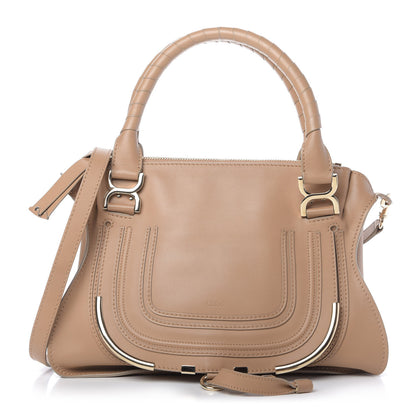 Chloe Calfskin Medium Marcie Metal Bar Trim Satchel Beige 1 of 9