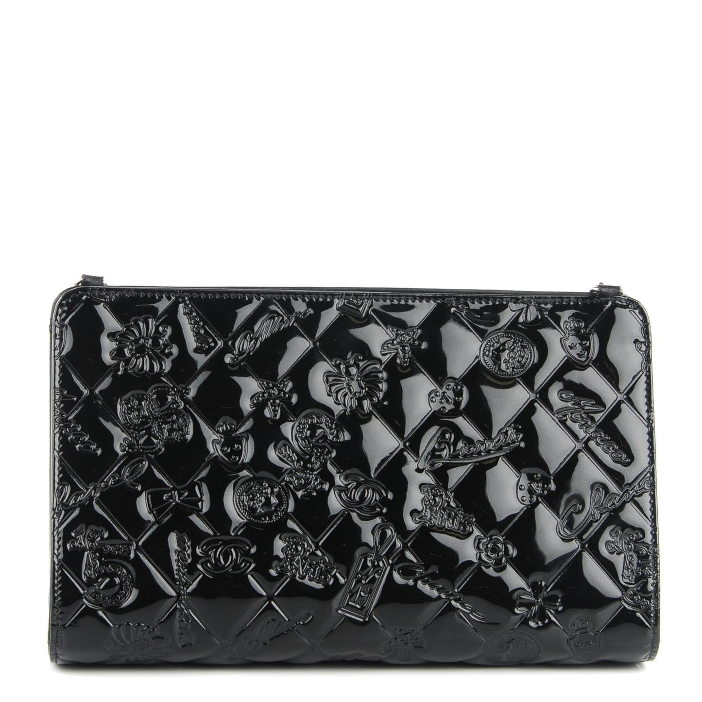 Patent Calfskin Lucky Symbols Pochette Black