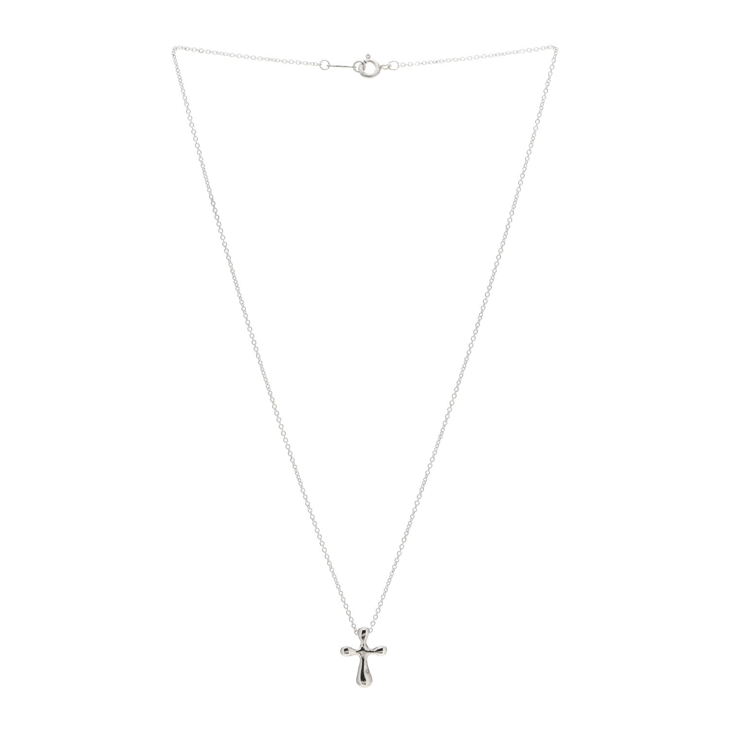 Tiffany Sterling Silver 12mm Elsa Peretti Cross Pendant Necklace 3 of 6