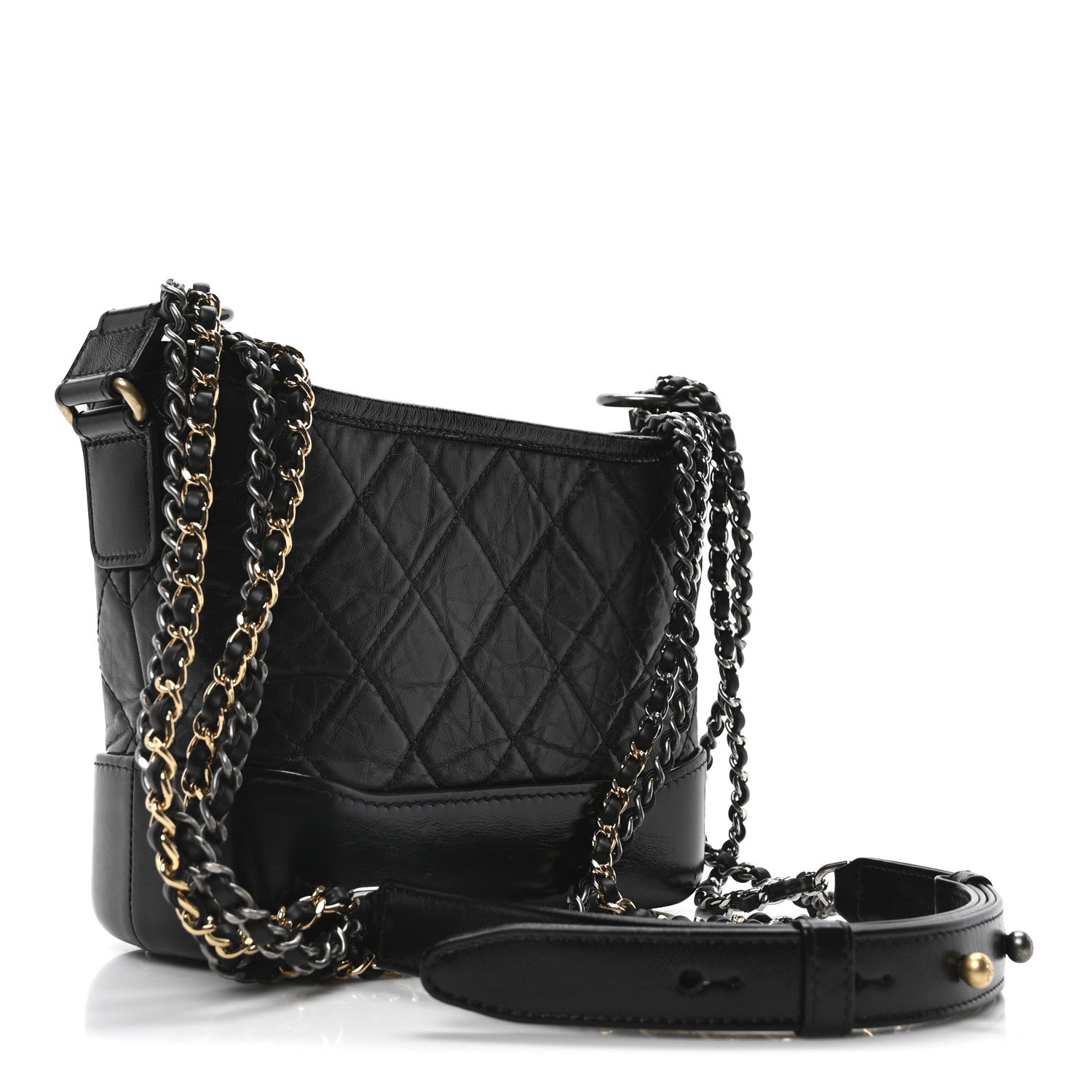 Chanel Aged Calfskin Quilted Small Gabrielle Hobo Black 3 of 10