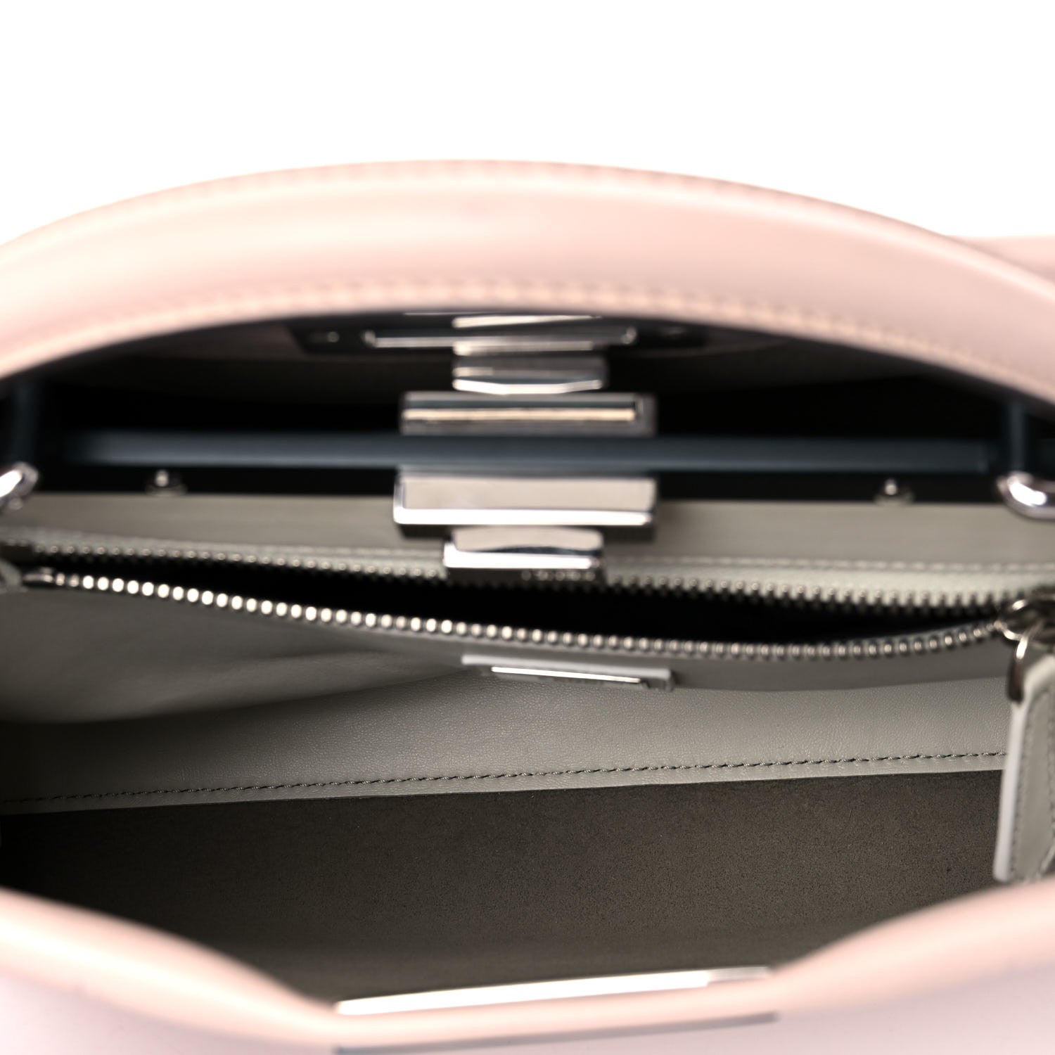 Fendi Vitello Seta Shiny Nappa Medium Peekaboo Iconic Satchel Soap Opale 6 of 19