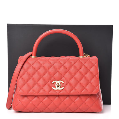 Chanel Caviar Quilted Small Coco Handle Flap Red 11 of 11