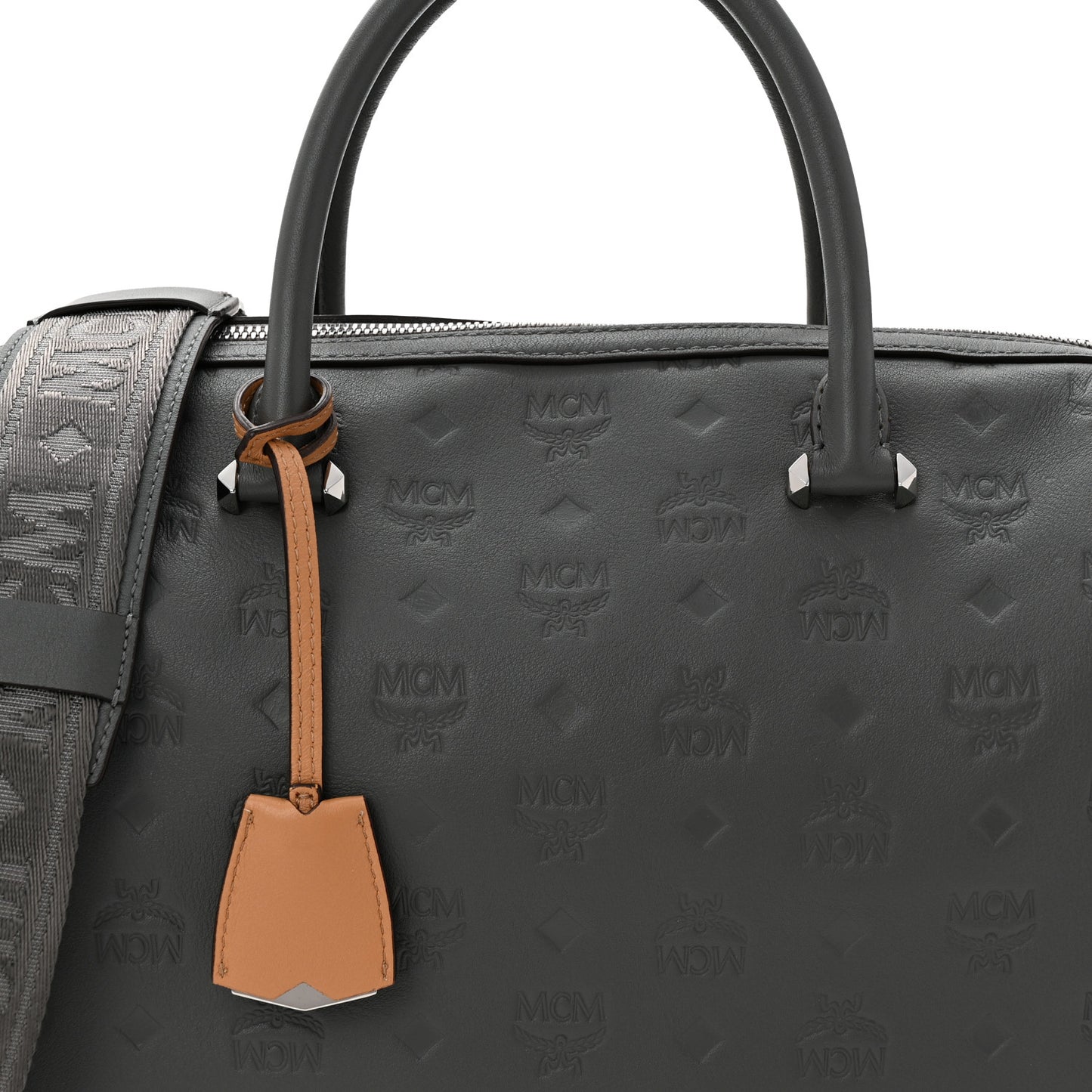 Calfskin Ottomar Monogram Essential Boston Bag Grey