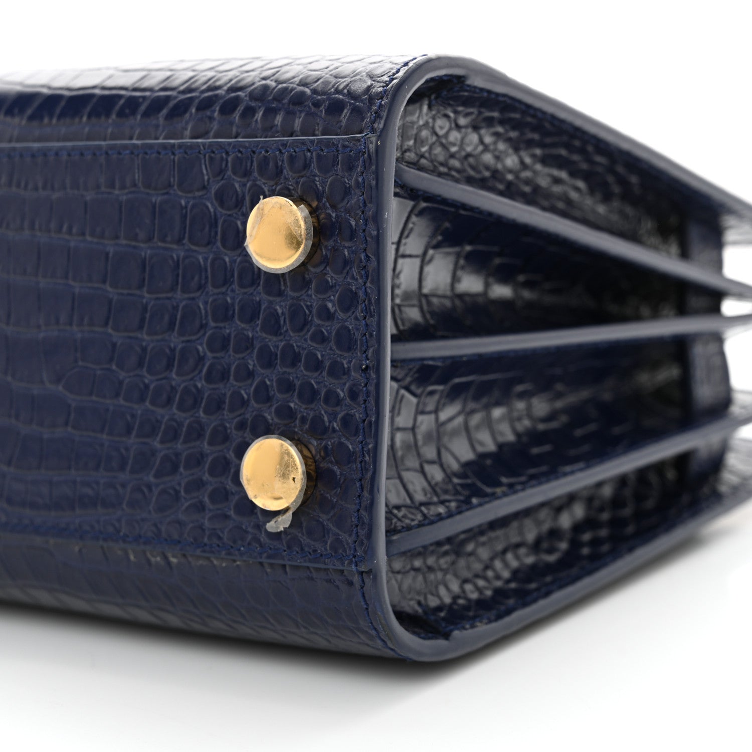 Saint Laurent Calfskin Crocodile Embossed Nano Sac De Jour Saphir 10 of 12