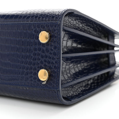 Saint Laurent Calfskin Crocodile Embossed Nano Sac De Jour Saphir 10 of 12