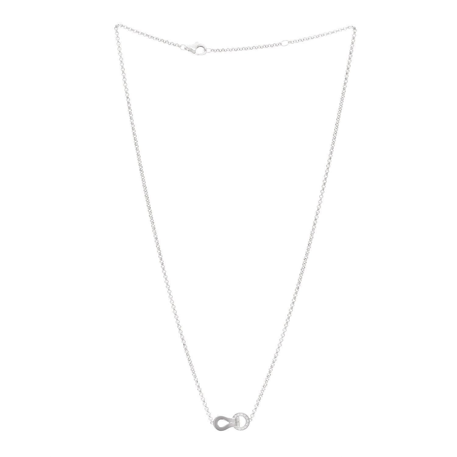 Cartier 18K White Gold Diamond Agrafe Paved Pendant Necklace 3 of 5