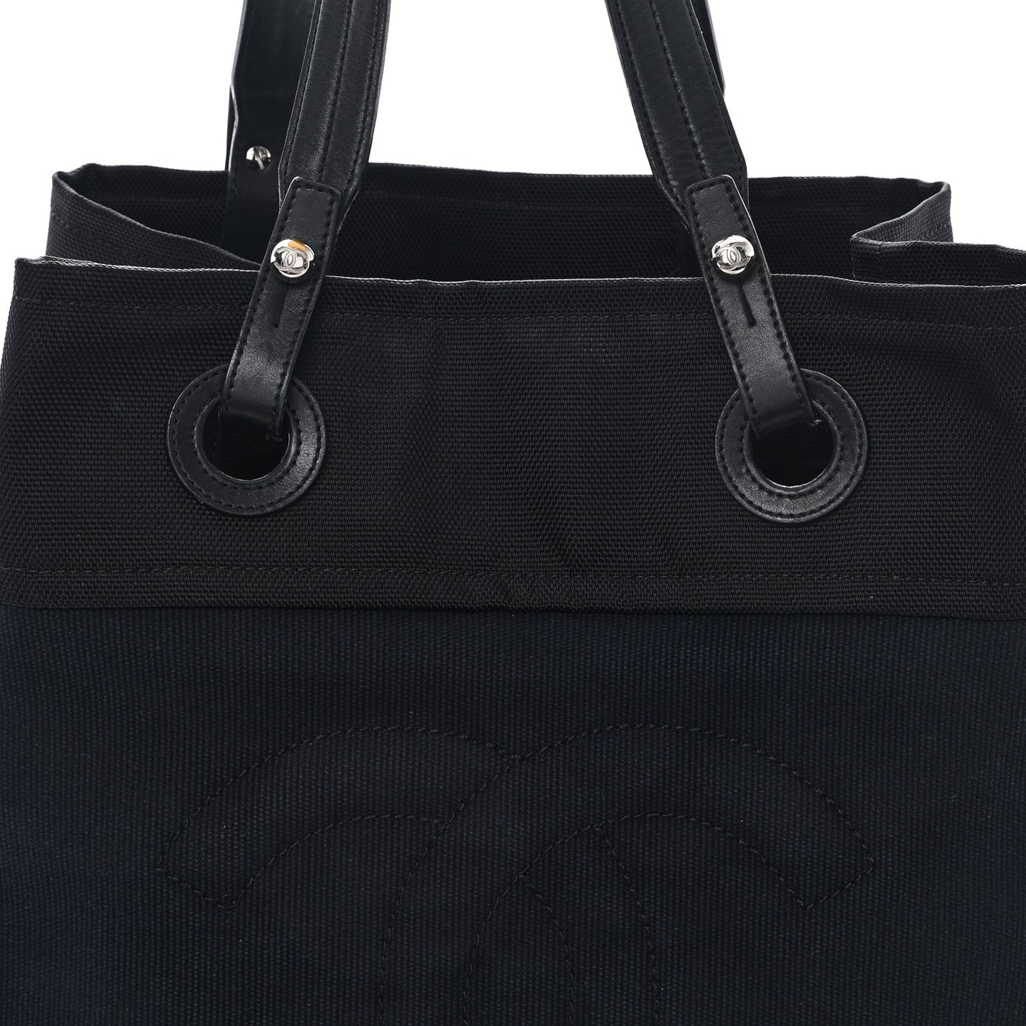 Lambskin Canvas CC Shopping Tote Black