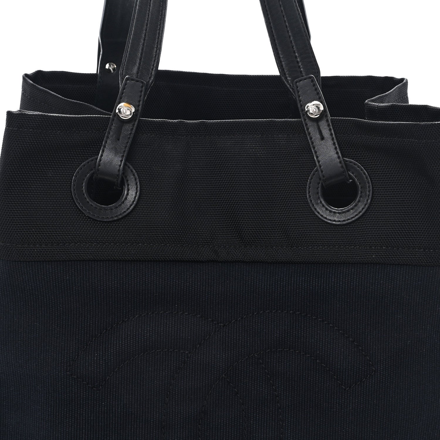 Chanel Lambskin Canvas CC Shopping Tote Black 8 of 13