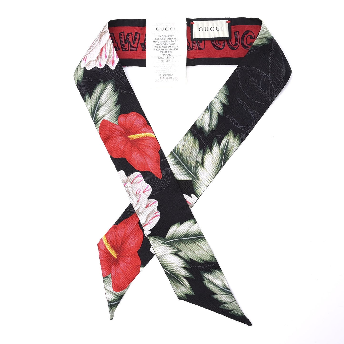 Silk Twill Haway Neck Bow Scarf Black