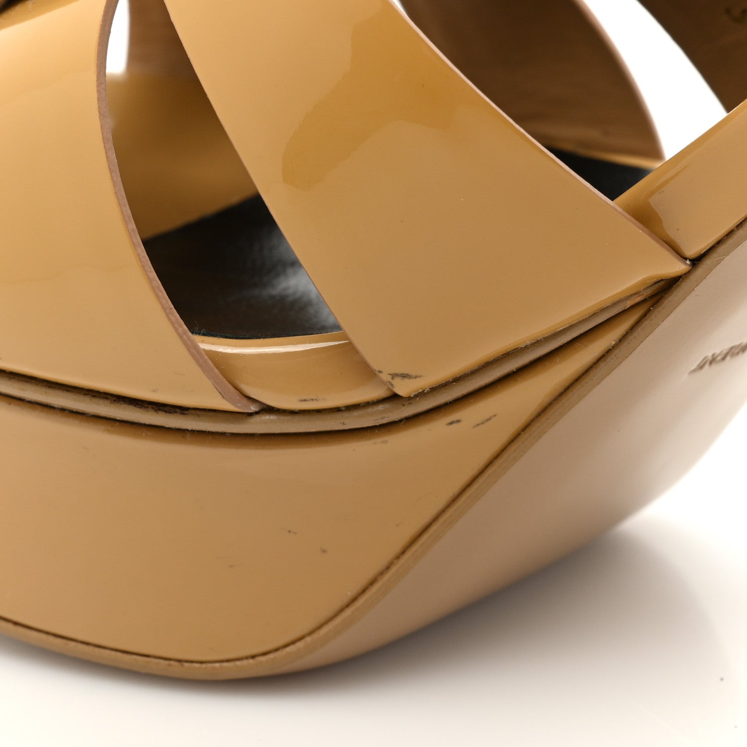 Saint Laurent Patent Tribute 75 Platform Sandals 39.5 Nude Powder 13 of 15