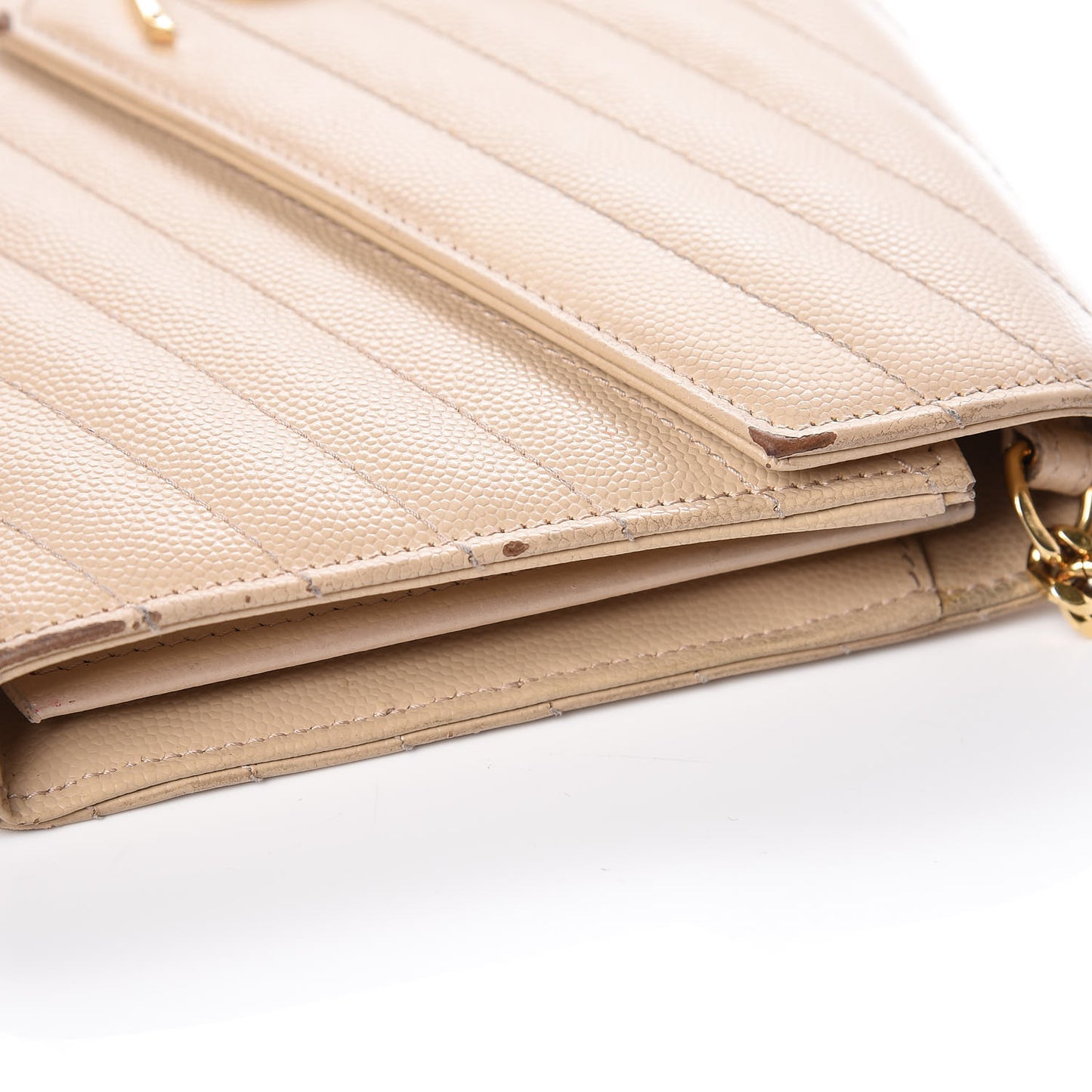 Grain De Poudre Matelasse Chevron Monogram Chain Wallet Deep Beige