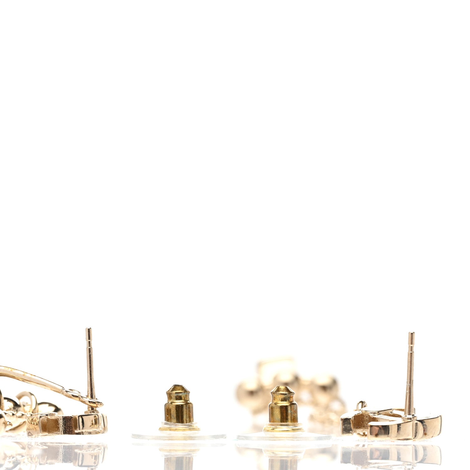 Chanel Metal Crystal CC Chain Cuff Earrings Gold 3 of 5