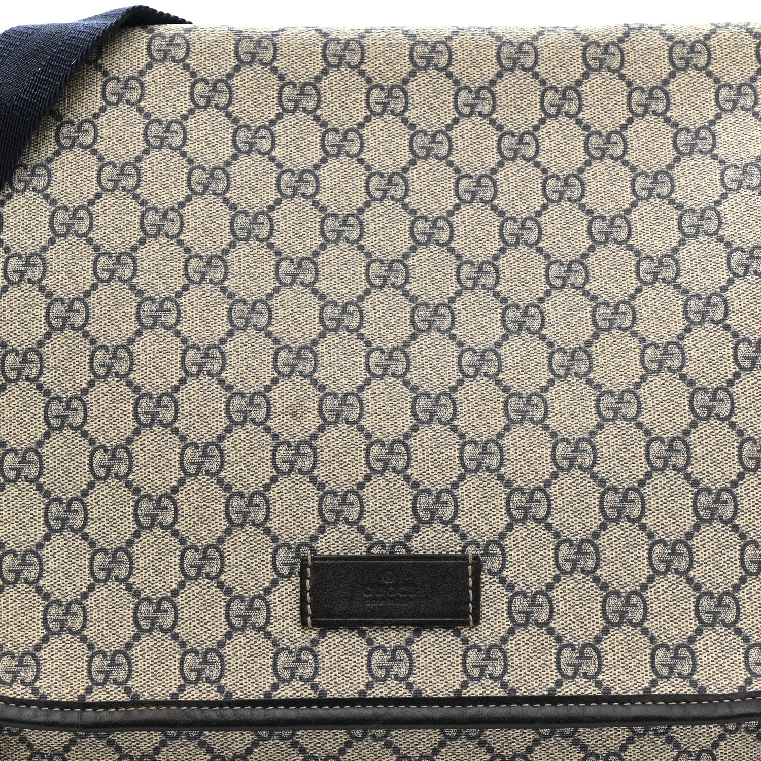 Gucci GG Plus Monogram Large Double Buckle Flap Messenger Bag Beige Navy 8 of 12