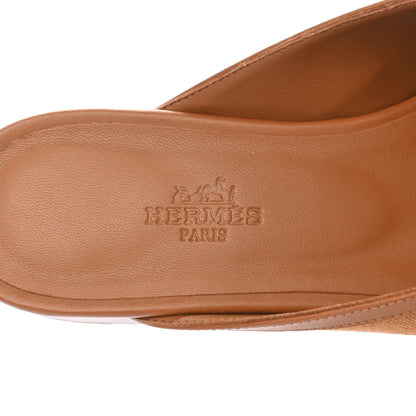 Hermes Cotton Canvas Calfskin Oz Mules 37 Naturel Beige Dore 7 of 8