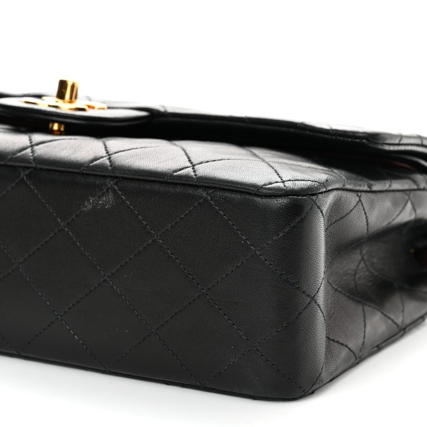Lambskin Quilted Medium Double Flap Black